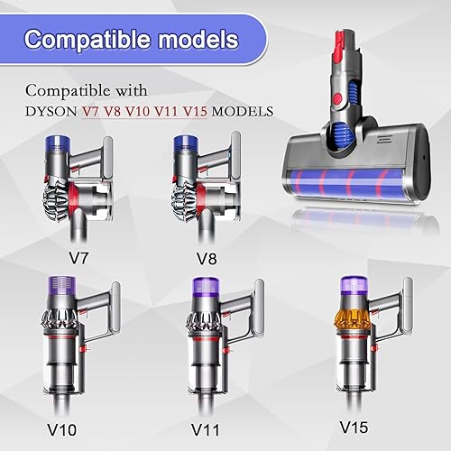 Miniatura 4 de Bolan-Tech Cabezal de rodillo suave para Dyson V7 V8 V11 V10 inalámbrico palillo aspirador piezas de madera dura accesorio de piso con faro LED
