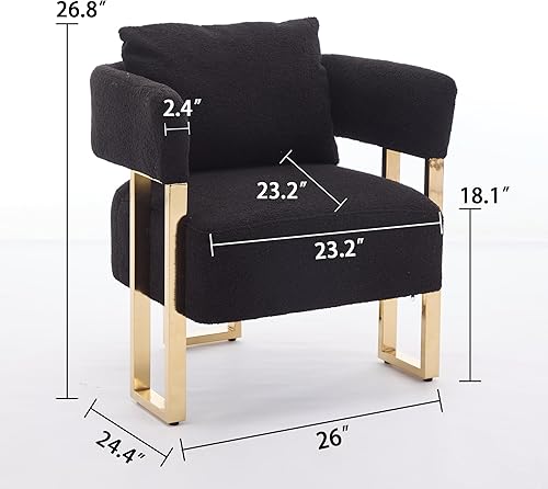 Miniatura 3 de YITAI Sillas decorativas modernas sin ruedas, juego de 2 sillas laterales para sala de estar con patas de metal dorado, sillones de lectura