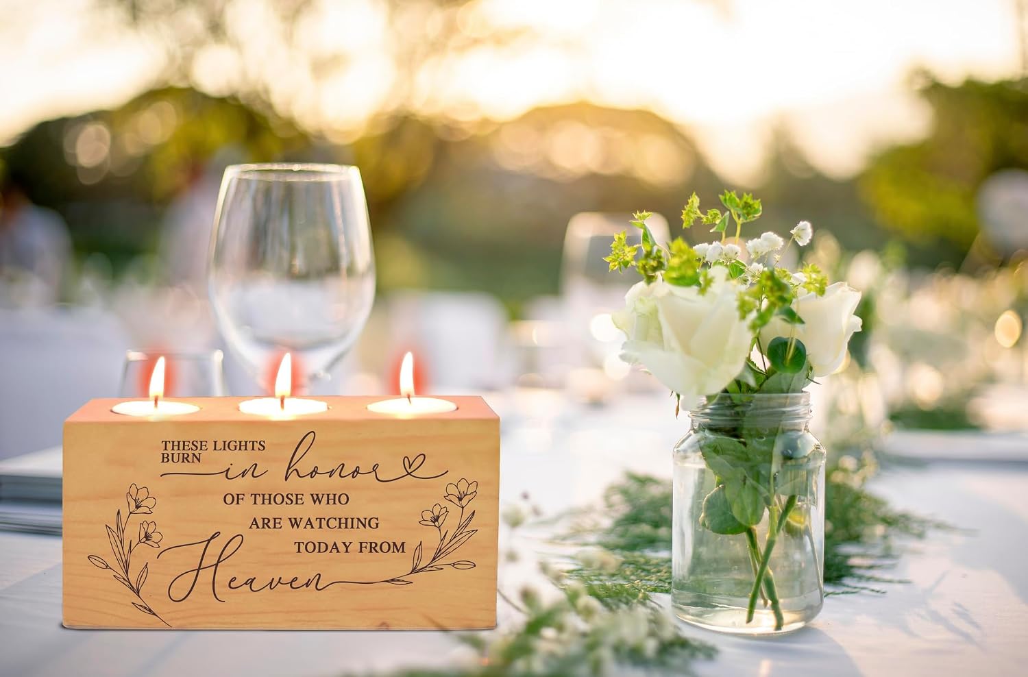 Memorial Table Sign for Wedding, Wooden Decorations for Reception, Sympathy Gift in Loving Memory Wedding Sign, Candle Holder Weddings Gifts Anniversaries Reunions Ceremony (in Honor)