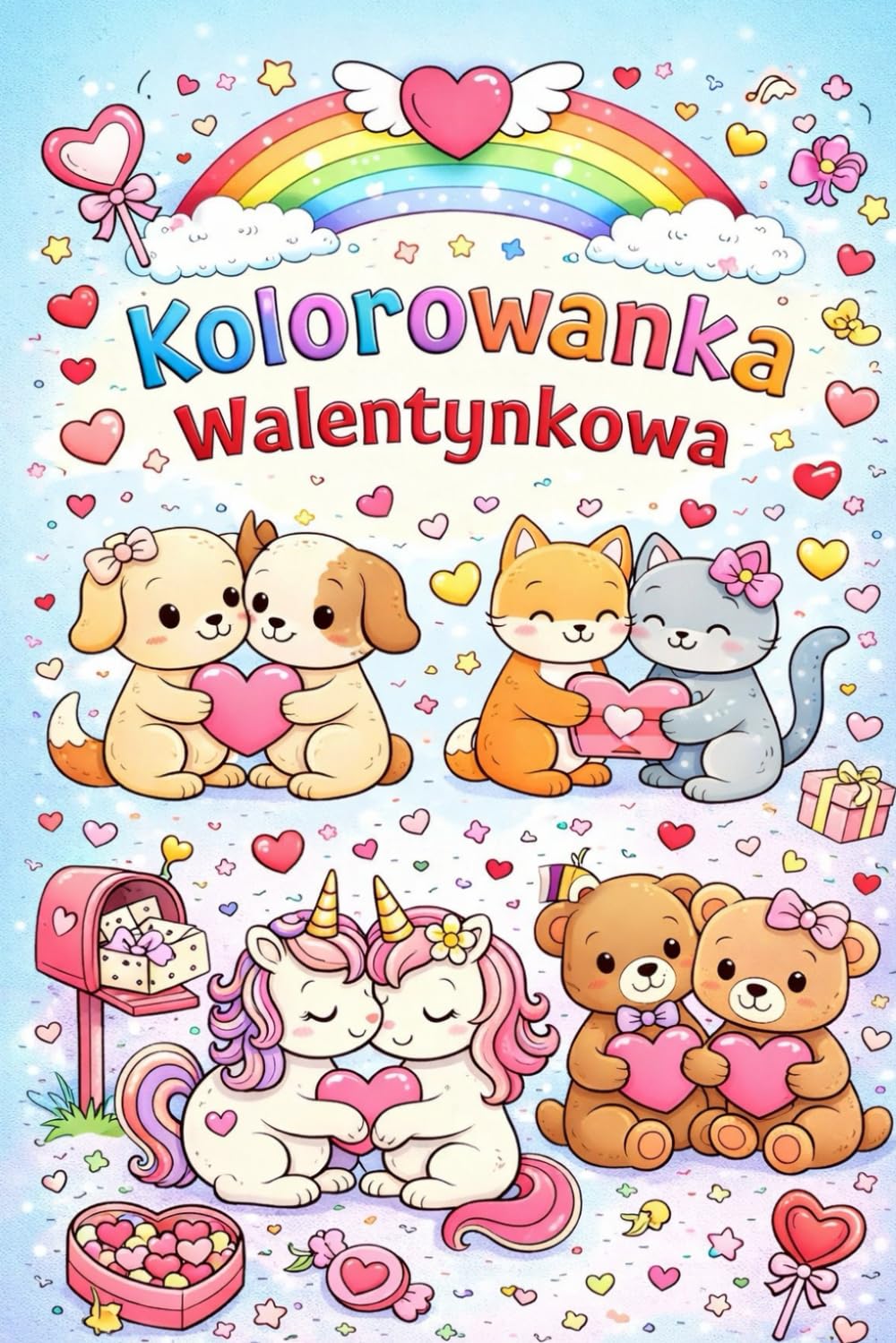 Walentynkowa Kolorowanka dla Dzieci: Urocze Zwierzątka, Serduszka i Łatwe Obrazki do Kolorowania (3–8 lat)