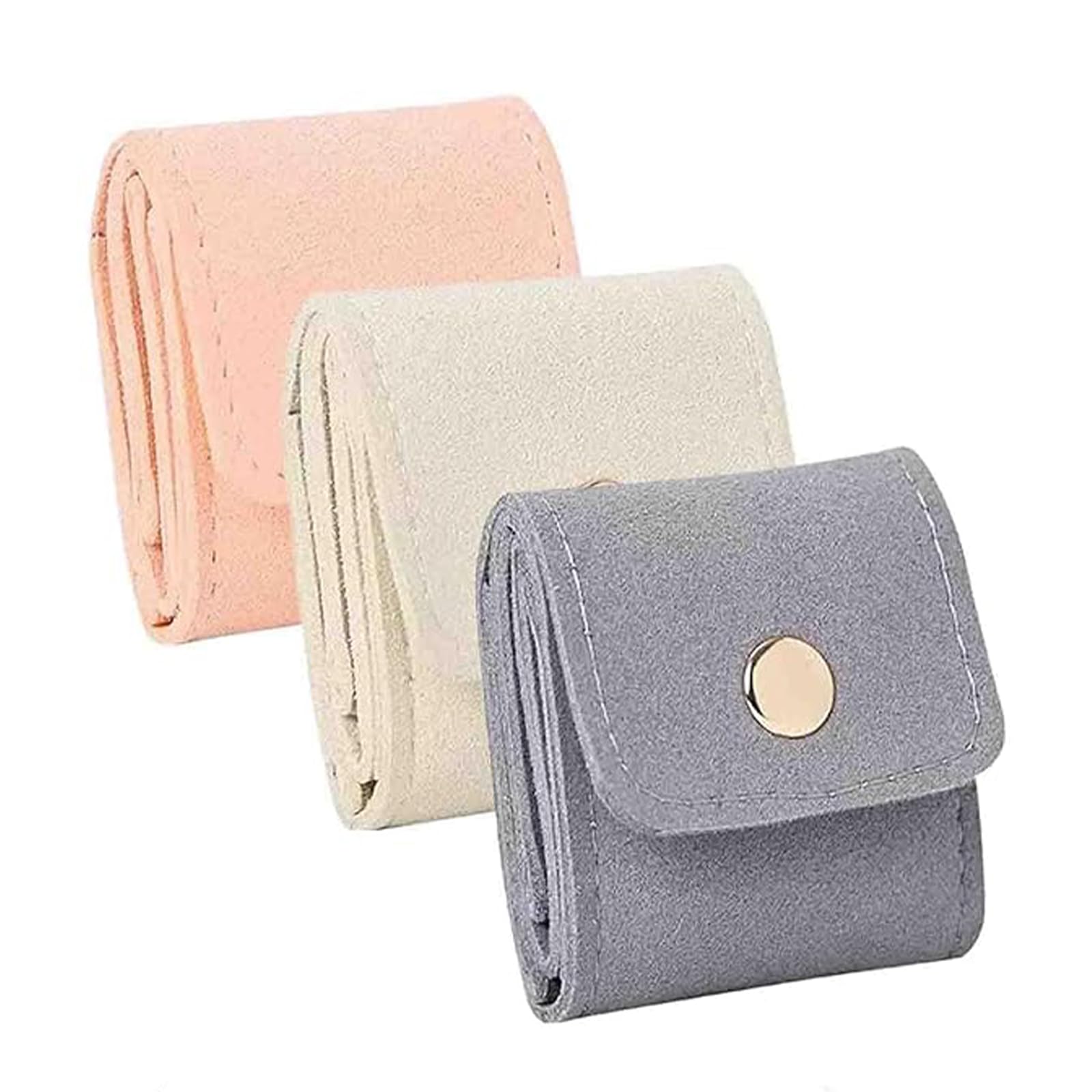 KTGUK 3 Pieces Travel Jewellery Pouch,Jewellery Pouches,Jewellerys Pouch,Mini Travels Jewellerys Bag,Travels jewelrys Roll Bag with Buckle,for Travel Essentials,Ring,Earring