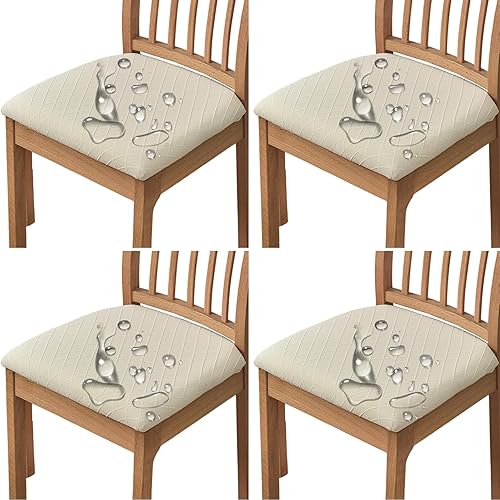 HAOYONG Juego de 4 fundas de asiento de silla de jacquard para sillas de comedor, fundas impermeables para sillas de cocina, comedor, fundas