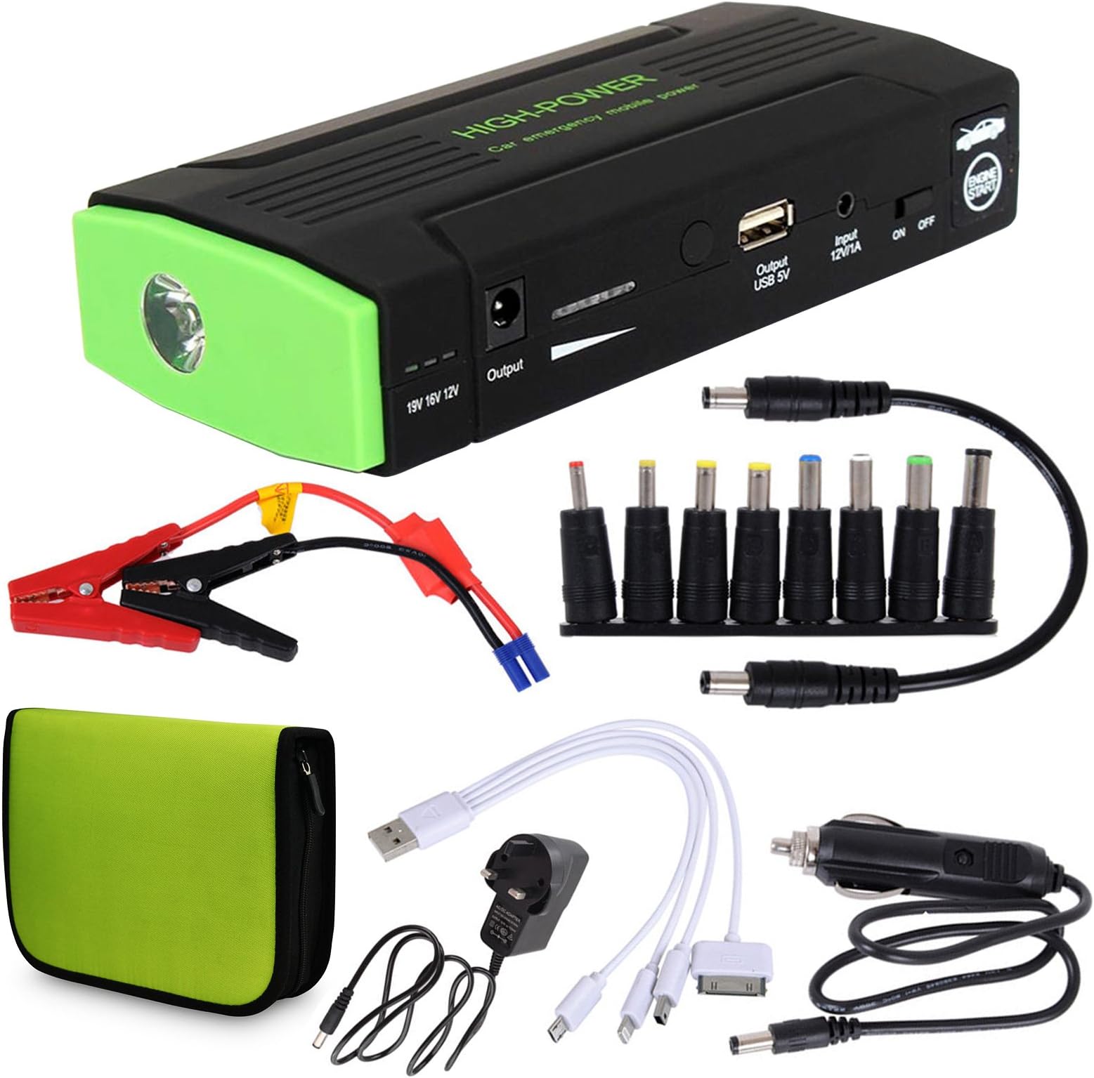 XpressBuyer 16800mAh Mini Car Jump Starter Multi-Function Power Bank 12V car battery power bank External Battery Charger for vehicle Laptop Smartphone