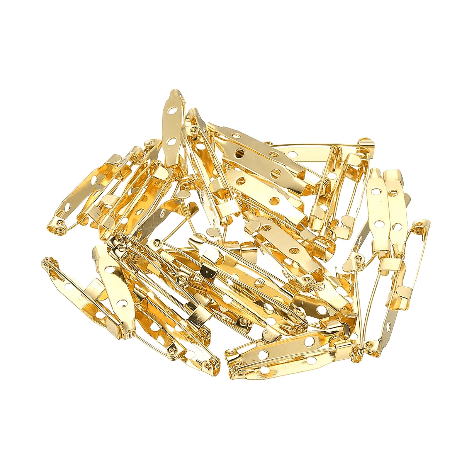 PATIKIL 80Pcs Badge Pins, 30mm Safety Pins Bar Name Tag Bulk Flat Back Strips Small for Clothes DIY Crafts, Gold
