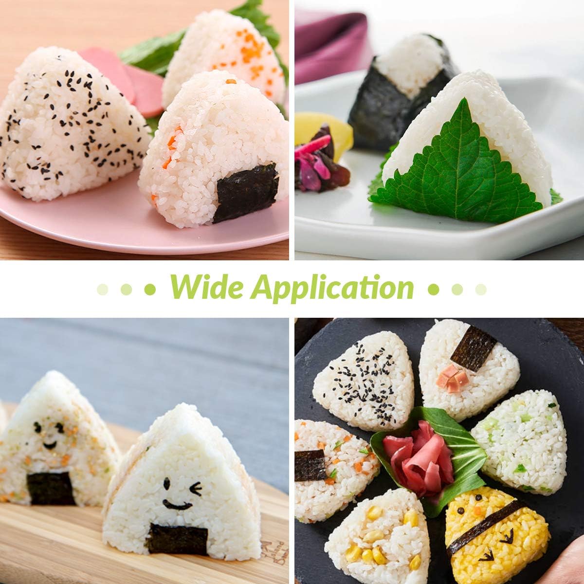 Magicfour Onigiri Mold, Sushi Mold, 4 Pack Triangle Onigiri Rice Mold Sushi Making Kit Onigiri DIY Tool Rice Ball Mold for Rice Ball, Sushi (2 White, 2 Yellow)