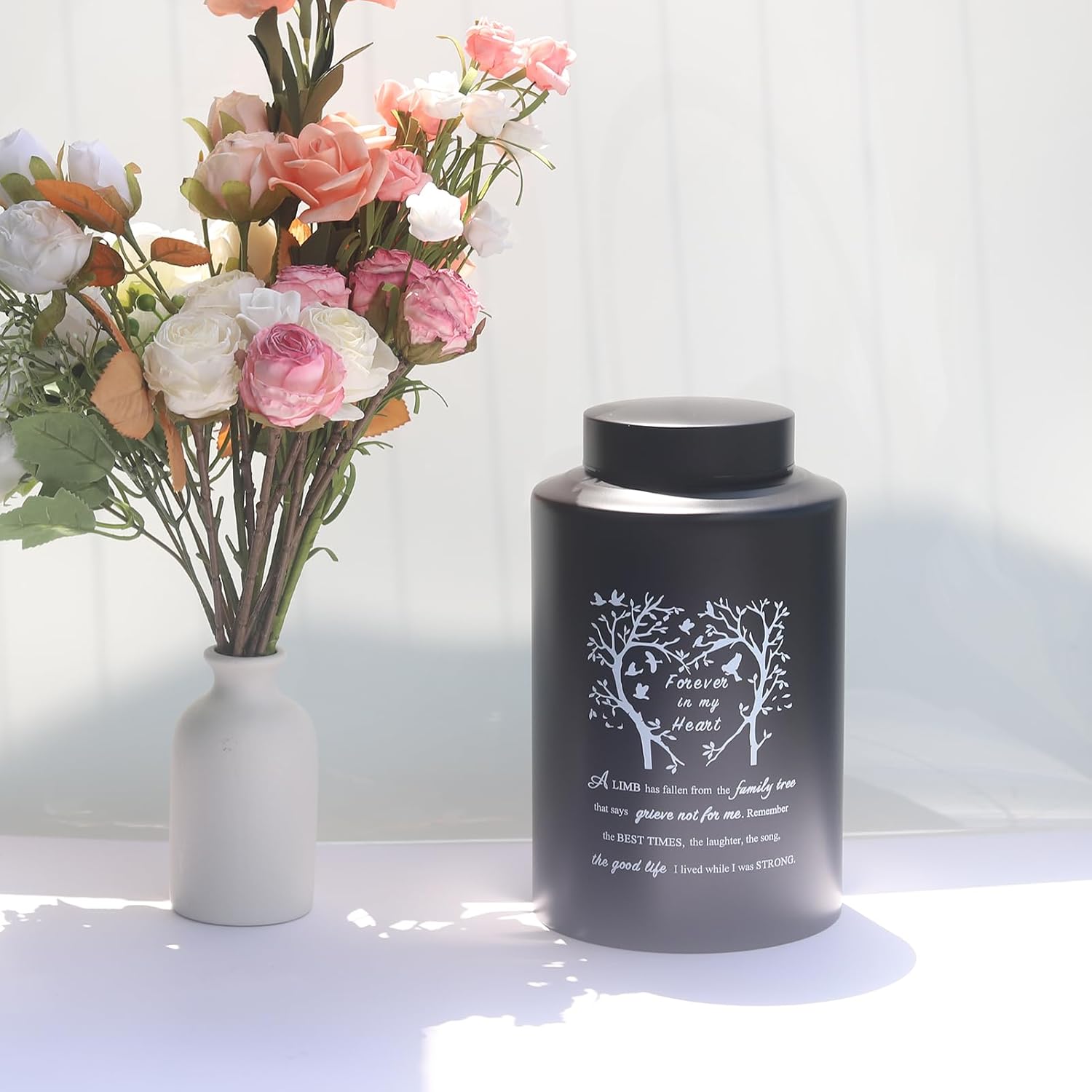 9 Inches Large Urn for Human Ashes Stainless Black Cremation Urn Adult Urn Keepsake Urn Memorial Ashes Container Up to 220Ibs - Image 2