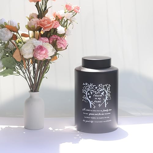 Miniatura 2 de Urna grande de 9 pulgadas para cenizas humanas, urna de cremación negra de acero inoxidable, urna para adultos, urna de recuerdo, contenedor de
