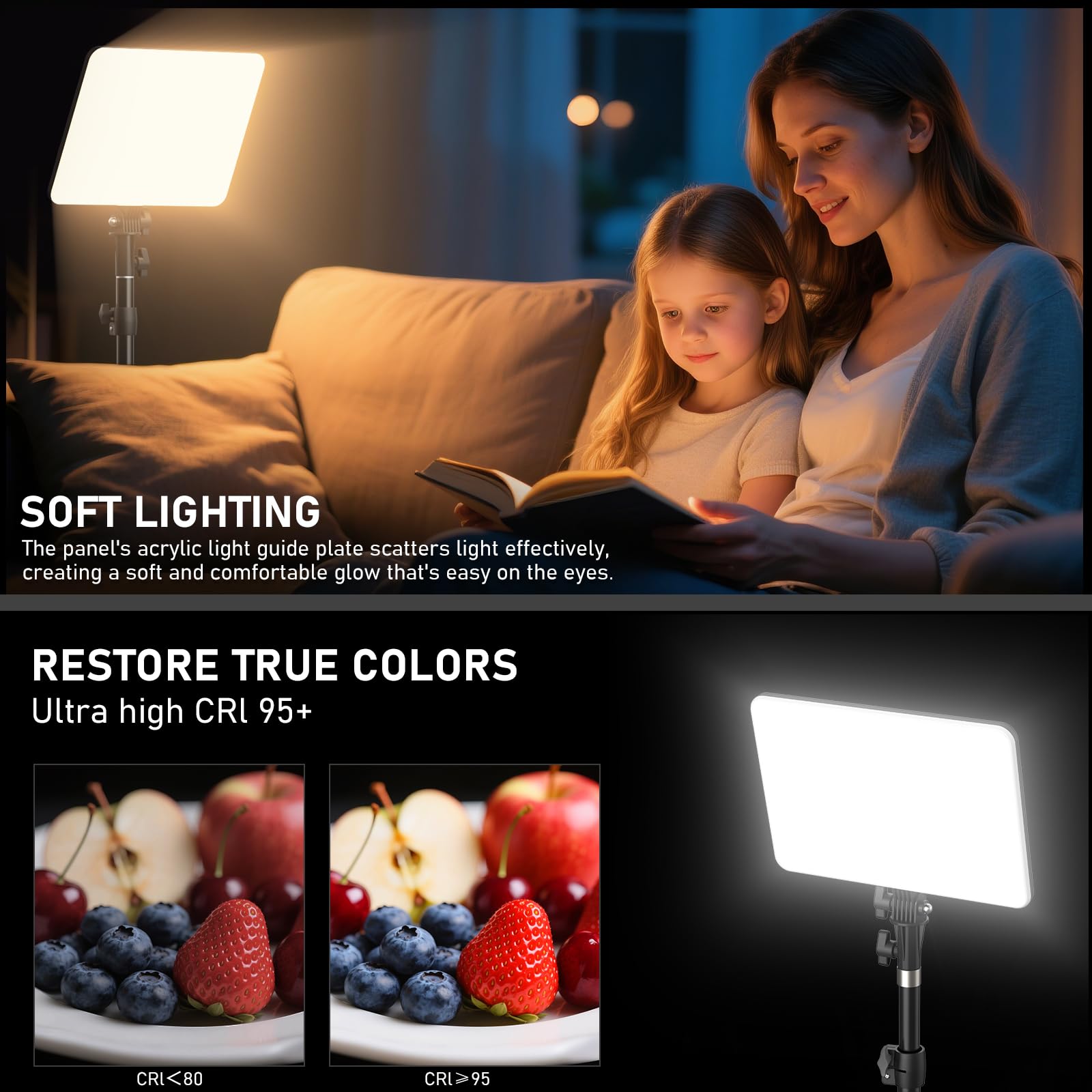 Anautin - Kit de iluminación de fotografía Mejorado de 30 W, Paquete de 2 Luces LED de Video para grabación de Video, Luces de Estudio de 3700 Lux con Soporte de trípode para fotografía, transmisión