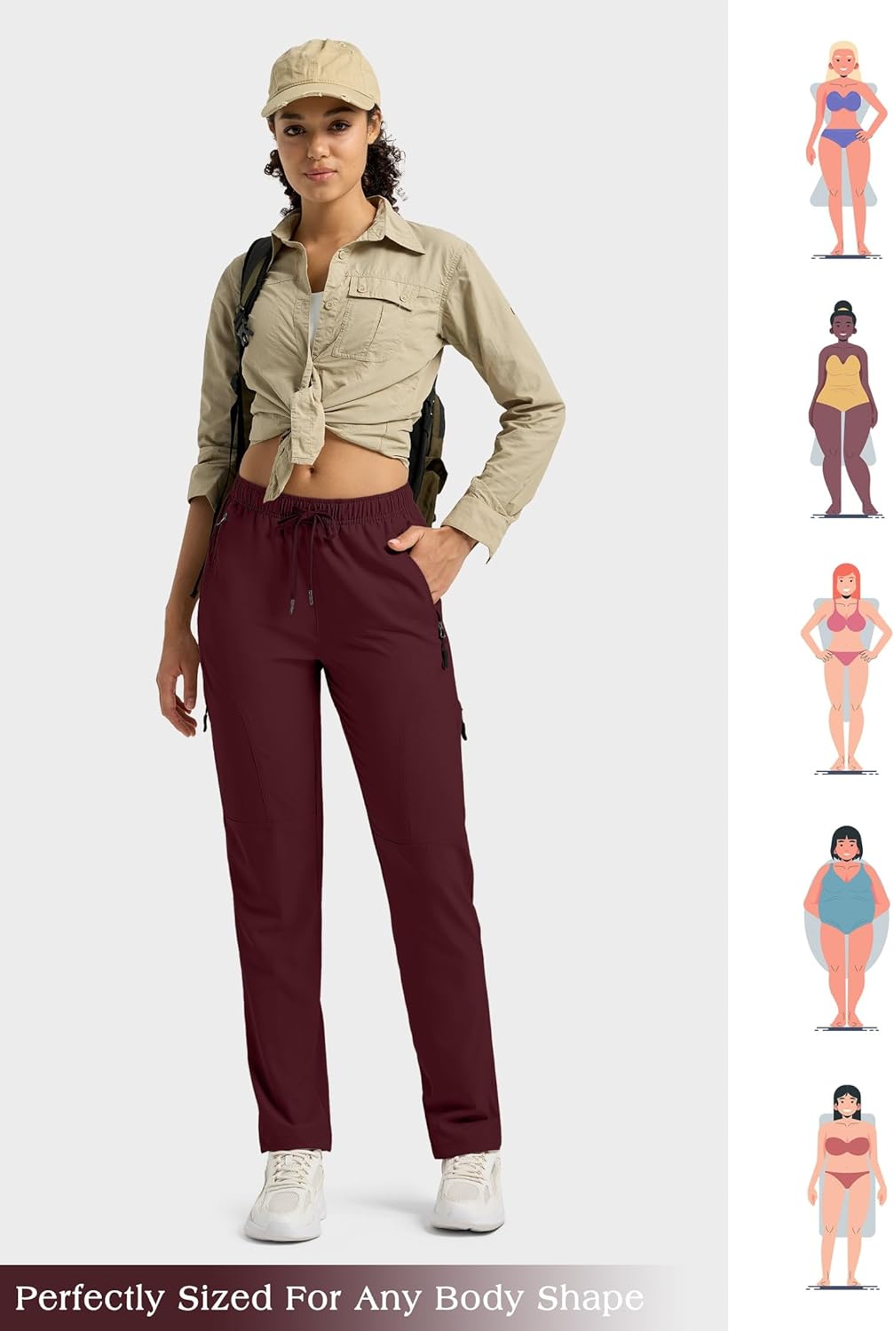 Willit Women's Hiking Pants Quick Dry Cargo Pants Lightweight Water Resistant Travel Golf Pockets Petite/Regular/Tall