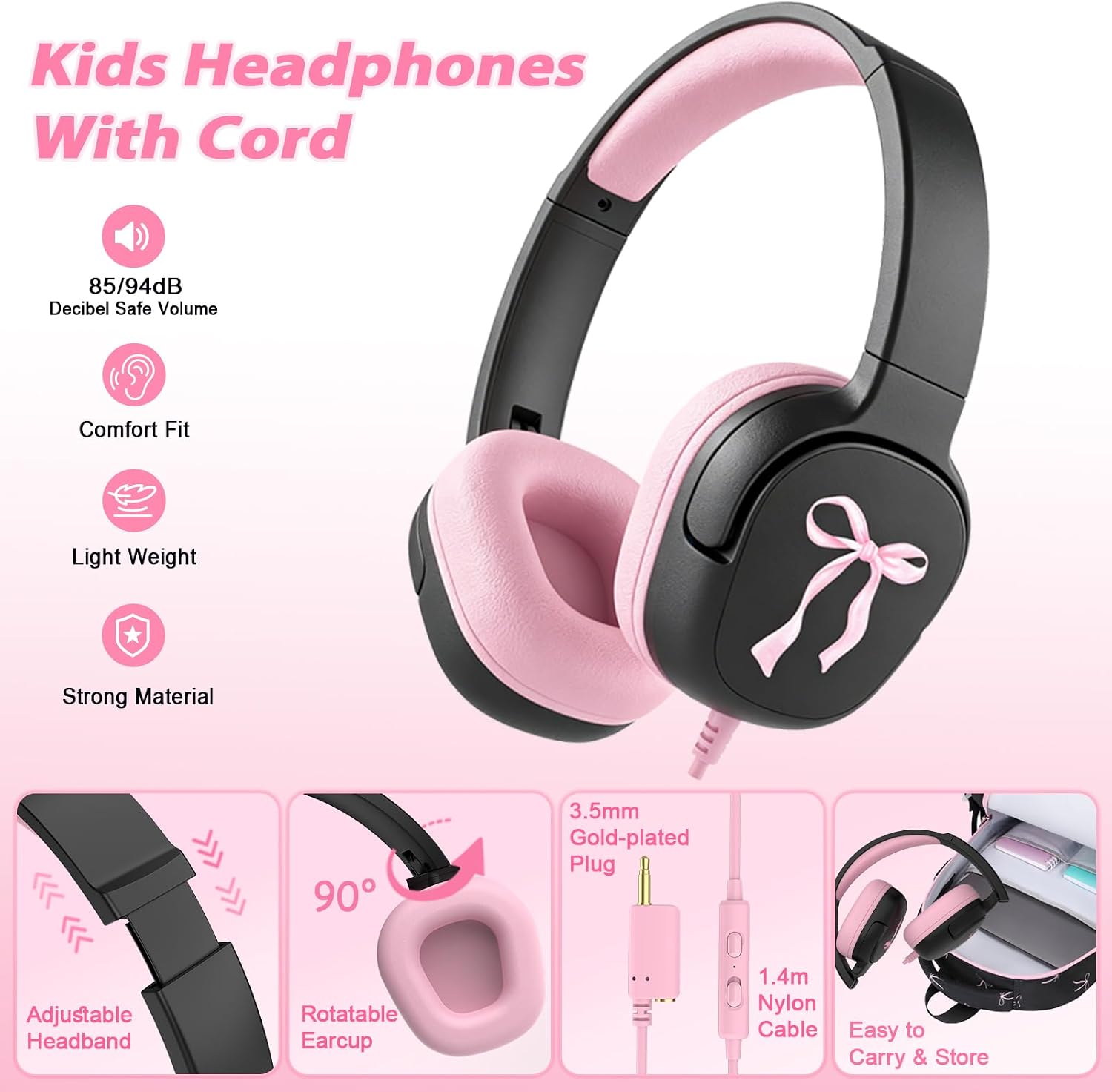 DIGOBAY Girls Backpack with Wired Headphone, School Backpack for Teens Kids image 3