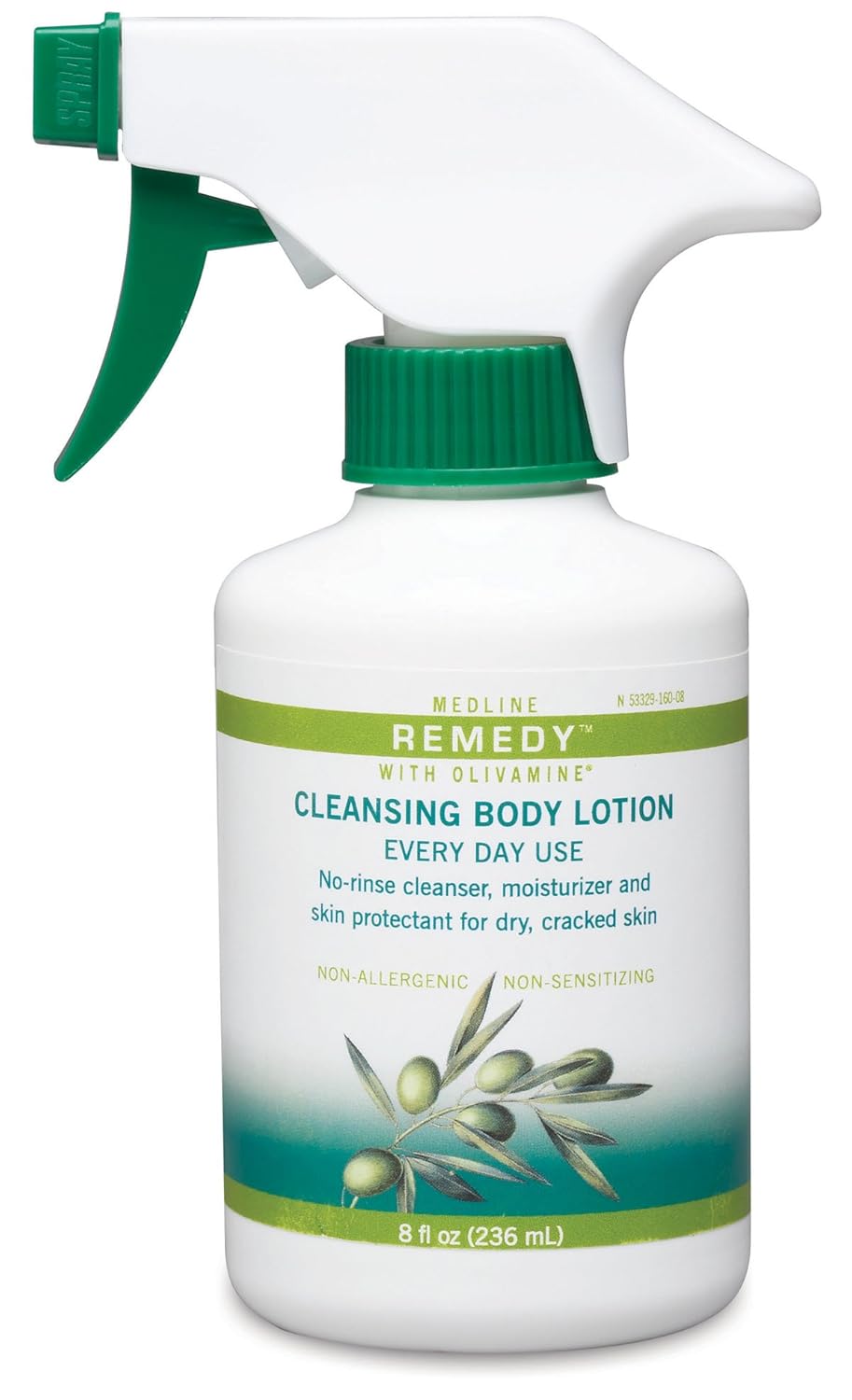Medline Remedy Olivamine Cleansing Body Lotion, No-rinse, Moisturizes and Protects Skin, for the Cleansing of the Face, Body, Perineal and Peristomal Areas, 12 Count