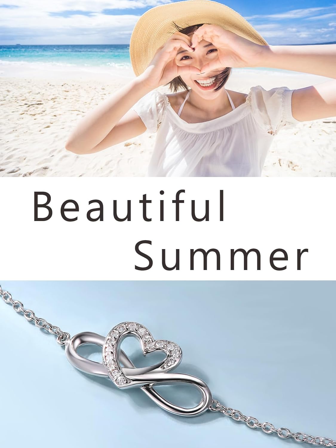 CYW Moissanite Infinity Chain Bracelet for Women, Real Authentic 925 Sterling Silver, 5.8-7.8inch (15-19cm) Adjustable, Birthday Anniversary Valentines Christmas Ideal Gift for Her - Image 2