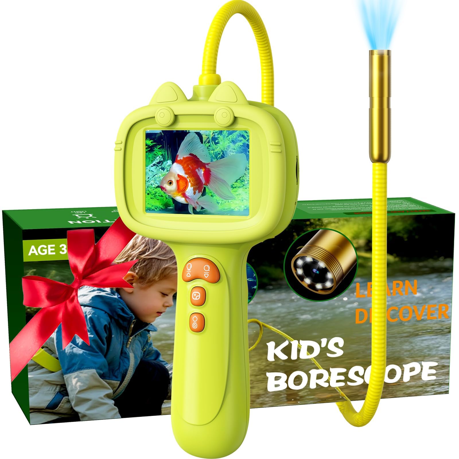 Daxiongmao Endoscope Camera for Children, 1080P Pädagogisches Wissenschafts-Erkundungsspielzeug Set, Naturaktivitäten Endoskopkamera Mit Licht, Birthday Gift for 3 4 5 6 7 8 9 10 Years Boys and Girls