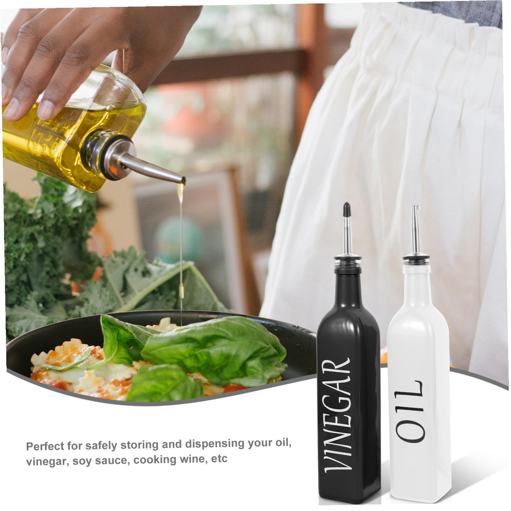 Design Glas Stilvollem Ausgießer für mit aus Tropffreiem Ölspender Multifunktionaler Kunststoff Essig Küche und Salate