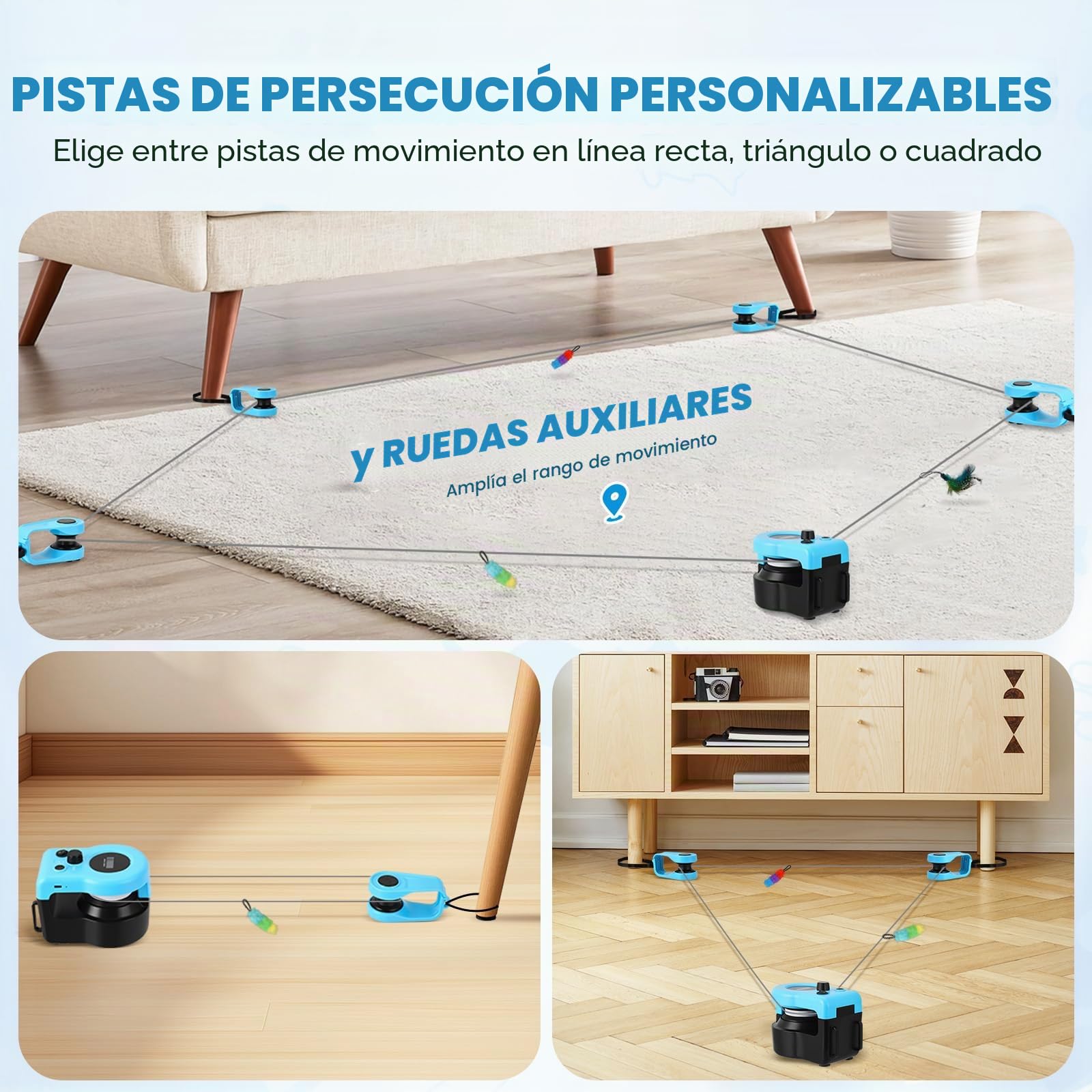 Juguete para Gatos para Interiores, Nueva Cinta de Correr para Gatitos, Control Automático/Remoto, Velocidad Ajustable, Juego de Persecución y Ruta de Carrera con Diseño DIY