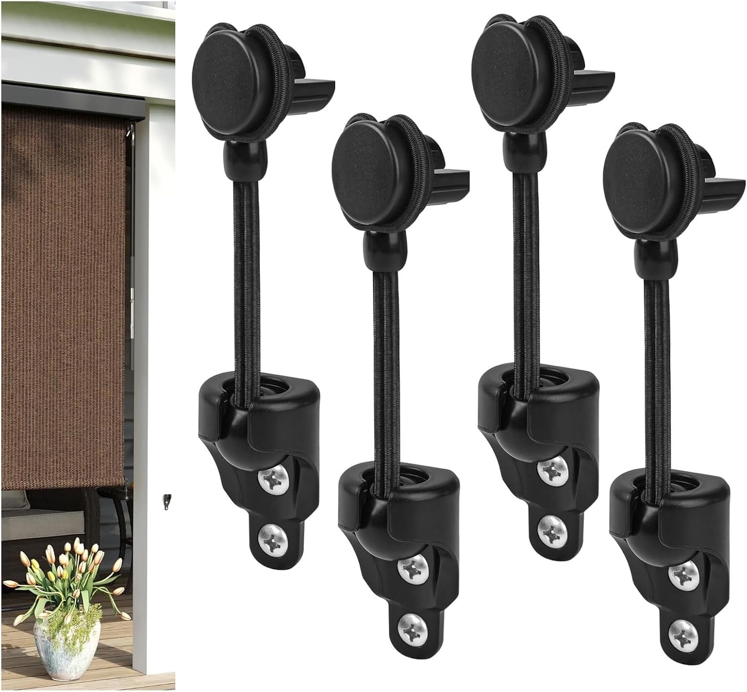 Replacement Parts Shade Tie Downs Bungee Kit for Coolaroo Sunshade Roller Outdoor Blinds(Black 2 Set)