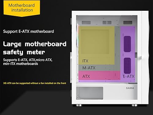 Miniatura 4 de SAMA 3509 ATX Mid Tower - Carcasa de computadora de malla de acero de vidrio templado frontal con puerta abierta, 4 ventiladores ARGB preinstalados