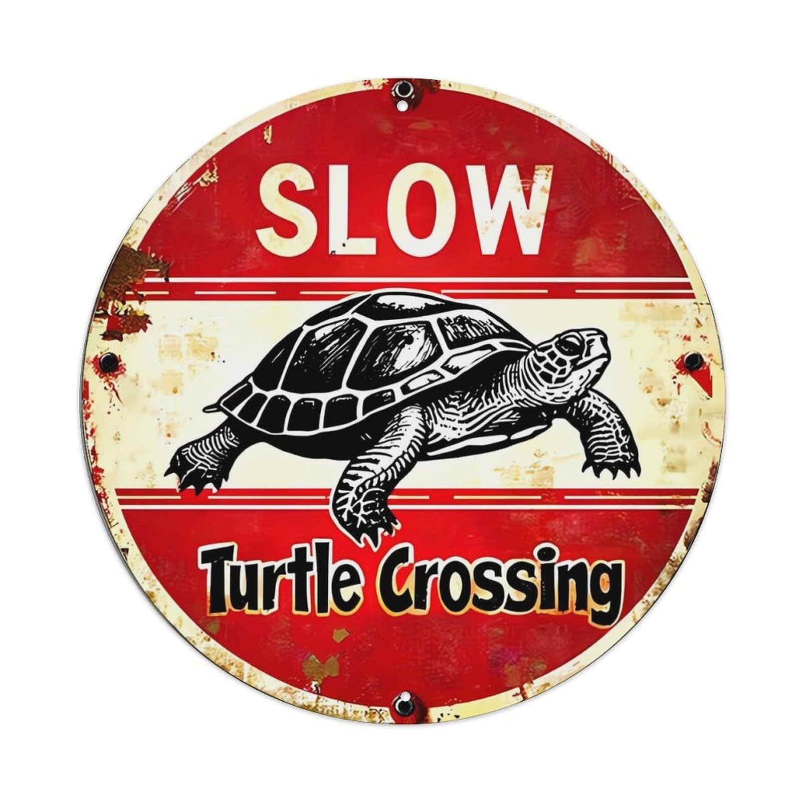 Slow Turtle Crossing Sign Pattern Tin Sign Metal Poster Vintage Metal Signs for Home Man Cave Bar Cafe Kitchen laundry room Wall Decorations 8x8 inches