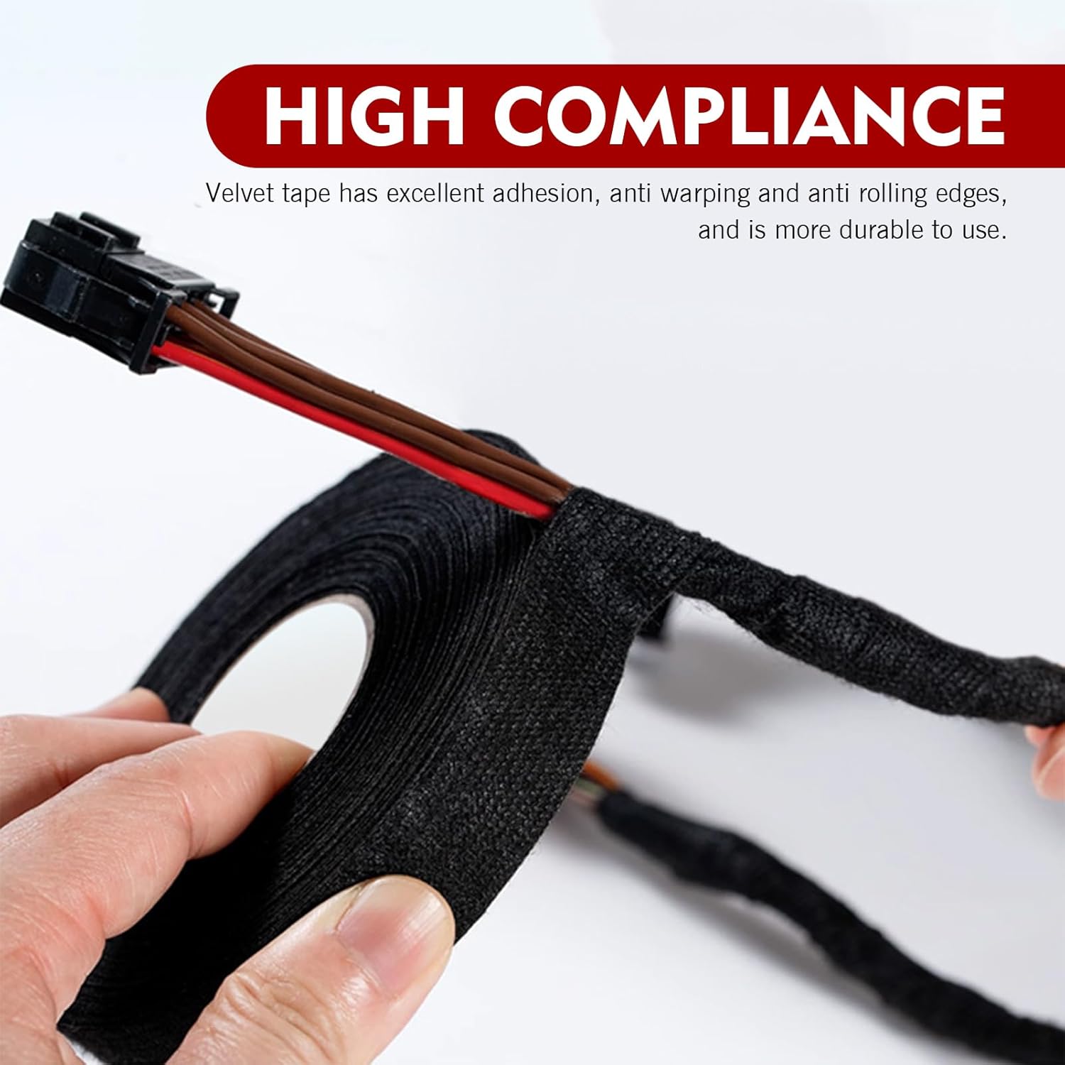 4PCS Wire Harness Automotive Cloth Tape, 0.35″ x 82′ Self-Adhesive Harness Automotive Heat Proof Cloth Tape for Auto Electrical Wrap Protection Insulation Cable Fixed