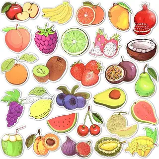 SUSIHI Cute Fruit Stickers for Kids Vegetable Stickers for Water Bottles Fruit Stickers for Scrapbooking Bulk (50 Pcs)