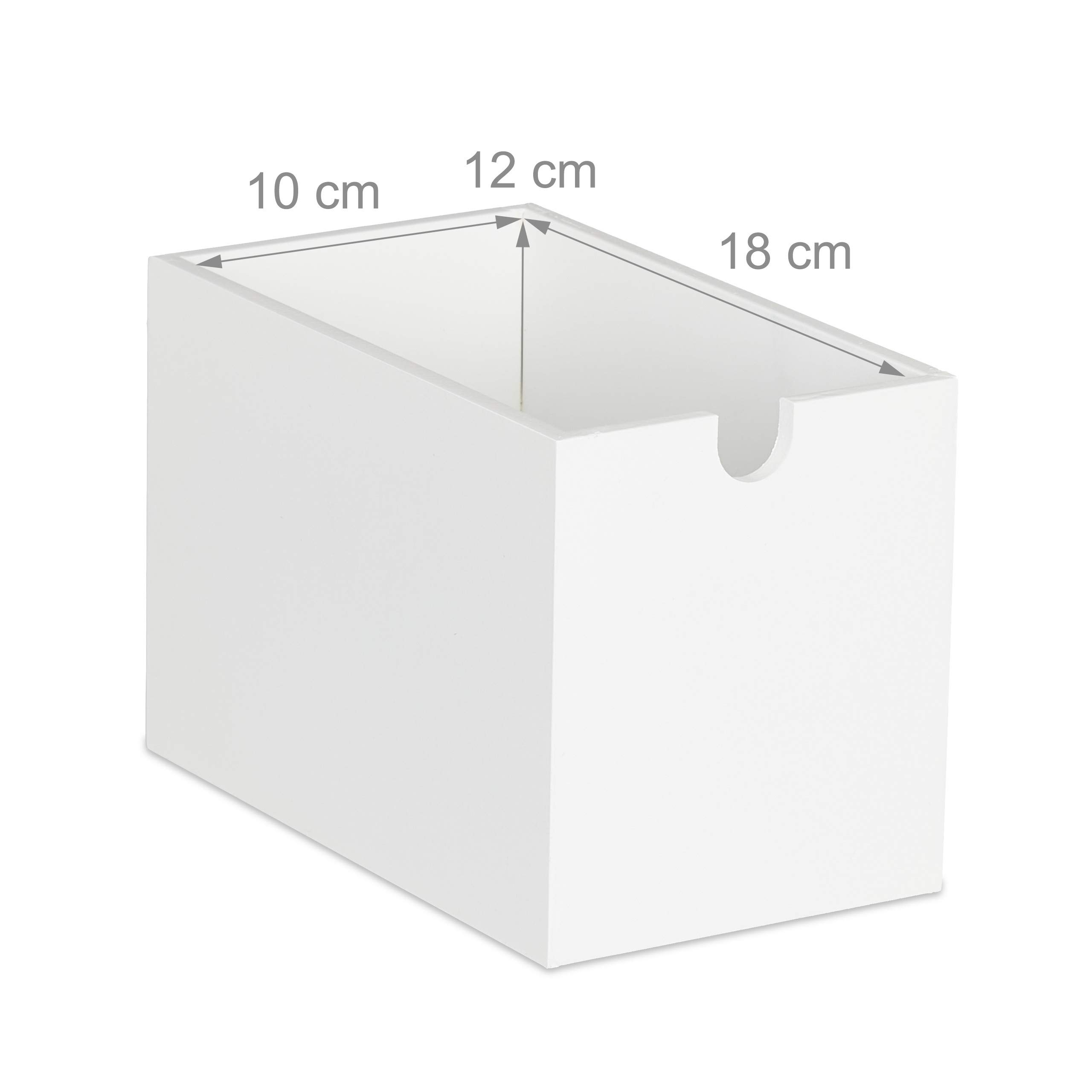 Relaxdays Organiseur de Bureau 2 tiroirs Bambou MDF Rangement 14,5 x 24,5 x 20 cm Blanc