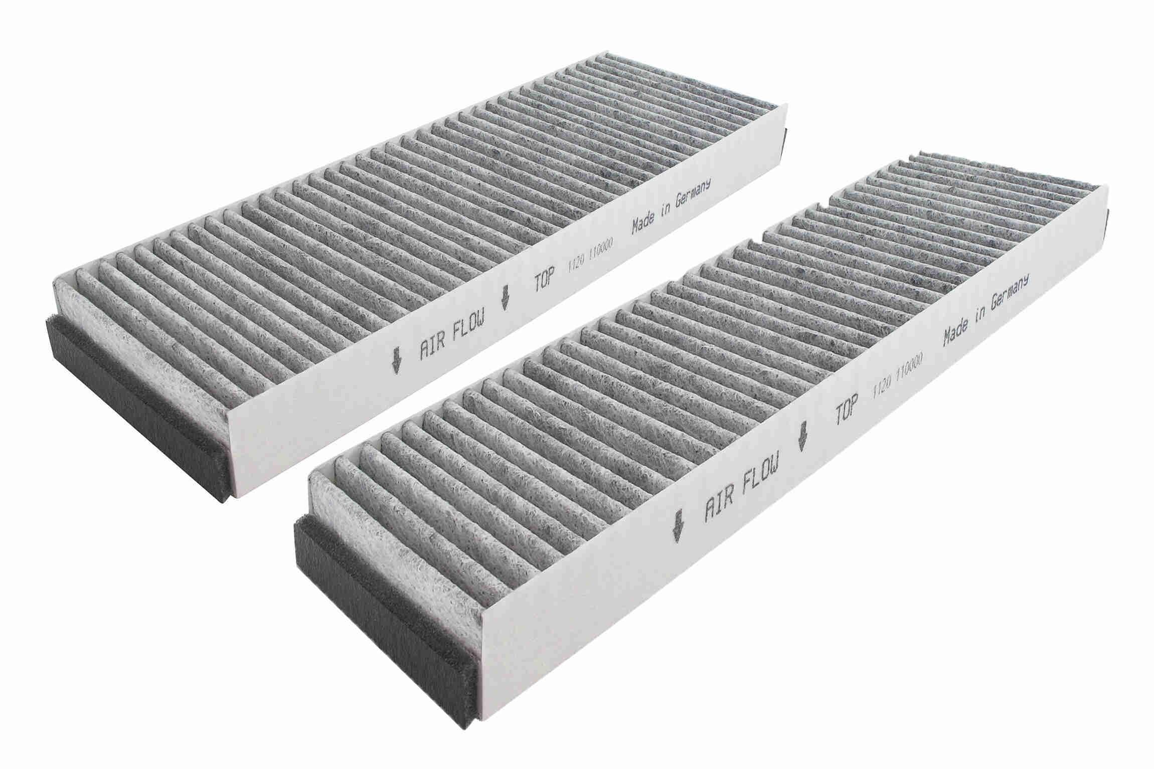 VEMO 2x Filtro de habitáculo V10-31-5002 Cartucho filtrante Altura: 30 Ancho: 99 Longitud: 312 Longitud: 307 Compatible con AUDI A6 C6 Avant 4F5 A6 C6 Sedán 4F2 A6 C6 Allroad 4FH R8 Coupé 422, 423