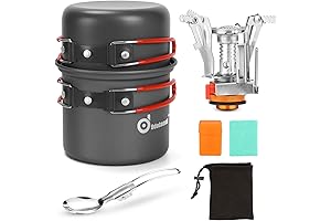 Odoland 6 Piece Camping and Backpacking Essential Cookware with Carrying Net