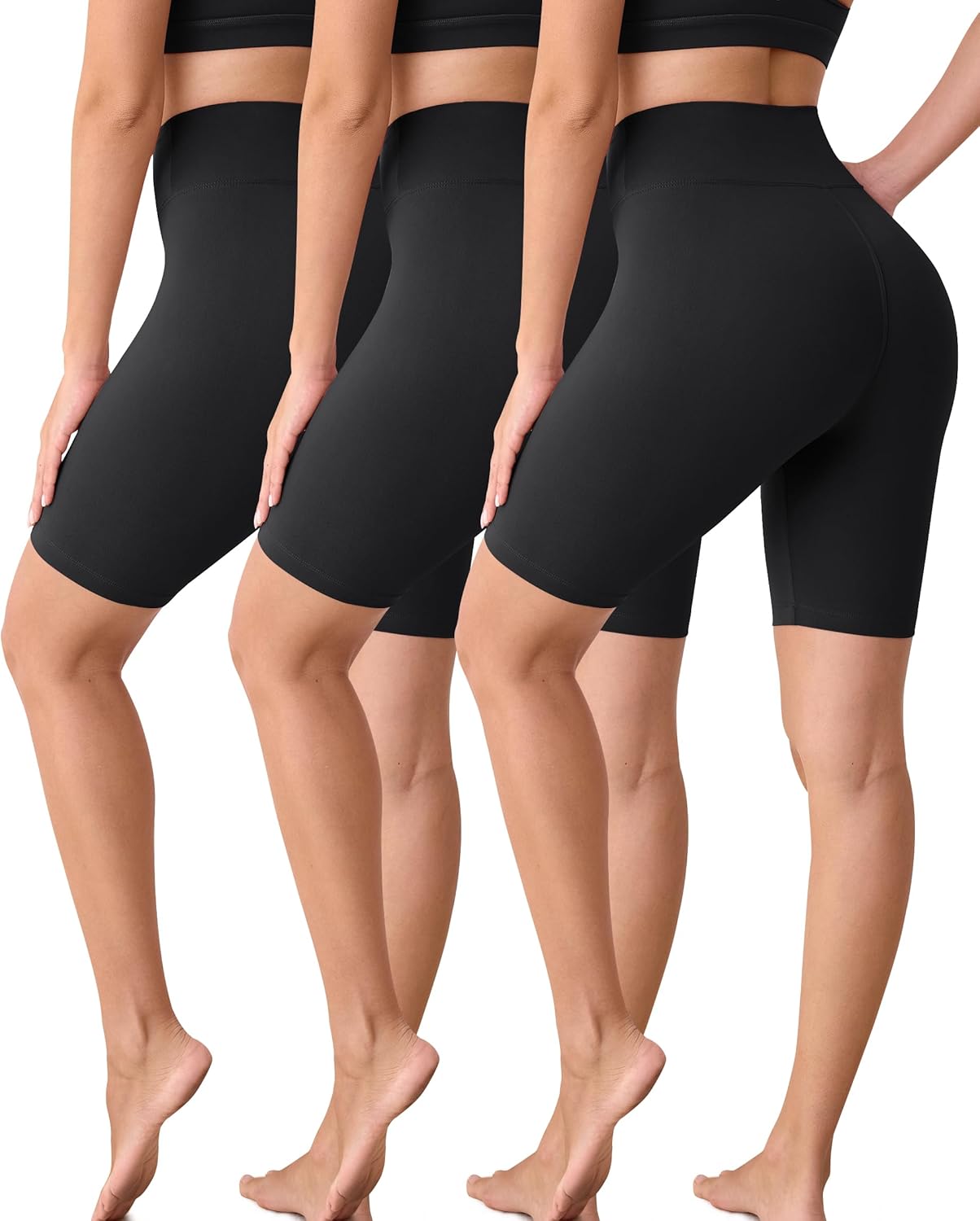 VALANDY Creamlush 3 Pack Biker Shorts for Women -8" High Waisted Soft Stretchy Spandex Athletic Yoga Shorts