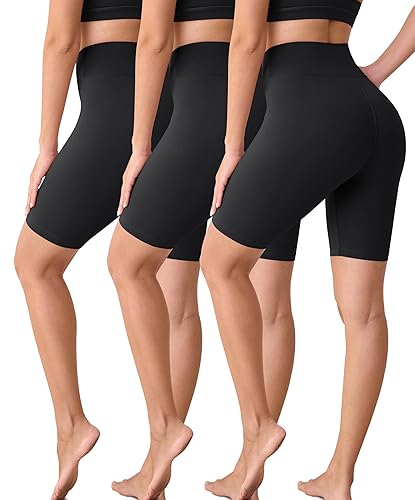 VALANDY Creamlush Biker Shorts for Women - 8" High Waisted Buttery Soft Athletic Yoga Shorts (S-5XL) - 4XL - 3pairs Black/Black/Black