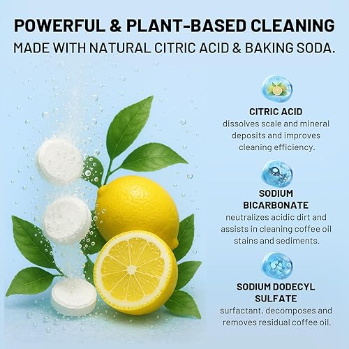 Miniatura 3 de Tabletas descalcificadoras limpiadoras de cafetera, 12 unidades, descalcificadoras y desodorizantes para todas las cafeteras, limpieza profunda, no
