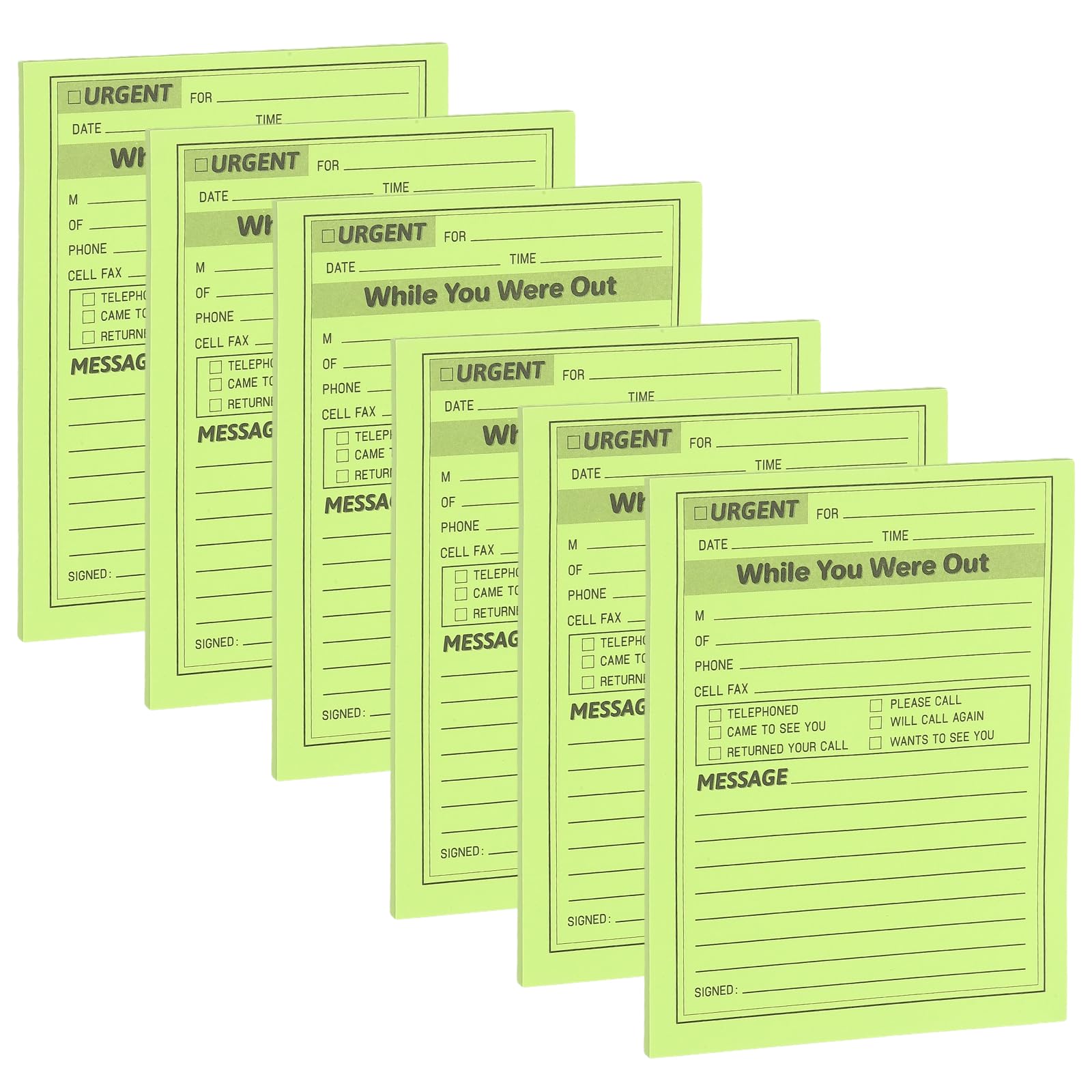 PATIKIL 6 Pack While You were Out Message Pad, 4.25 x 5.5 Sticky Notes Notepads 50 Sheets Per Pad Memo Phone Message Pads for Office, Green