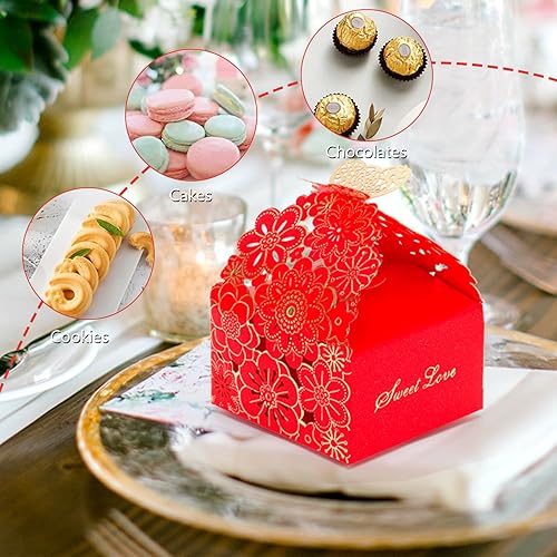Miniatura 8 de Cajas de dulces con corte láser diseño floral 50 unidades para aniversarios fiestas bodas cajas para regalo