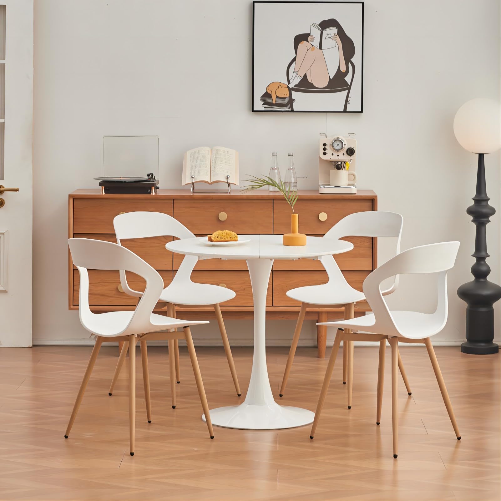 GrandCA HOME 80 cm, biały, nowoczesny, okrągły stół do jadalni, okrągły, 80 cm, okrągły stół, odpowiedni dla 2-4 osób, nadaje się do kuchni, salonu, jadalni, biały