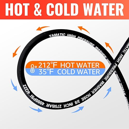Miniatura 8 de YAMATIC Manguera de látigo para lavadora a presión con conector de acero giratorio, manguera de conector de carrete de manguera para lavado a