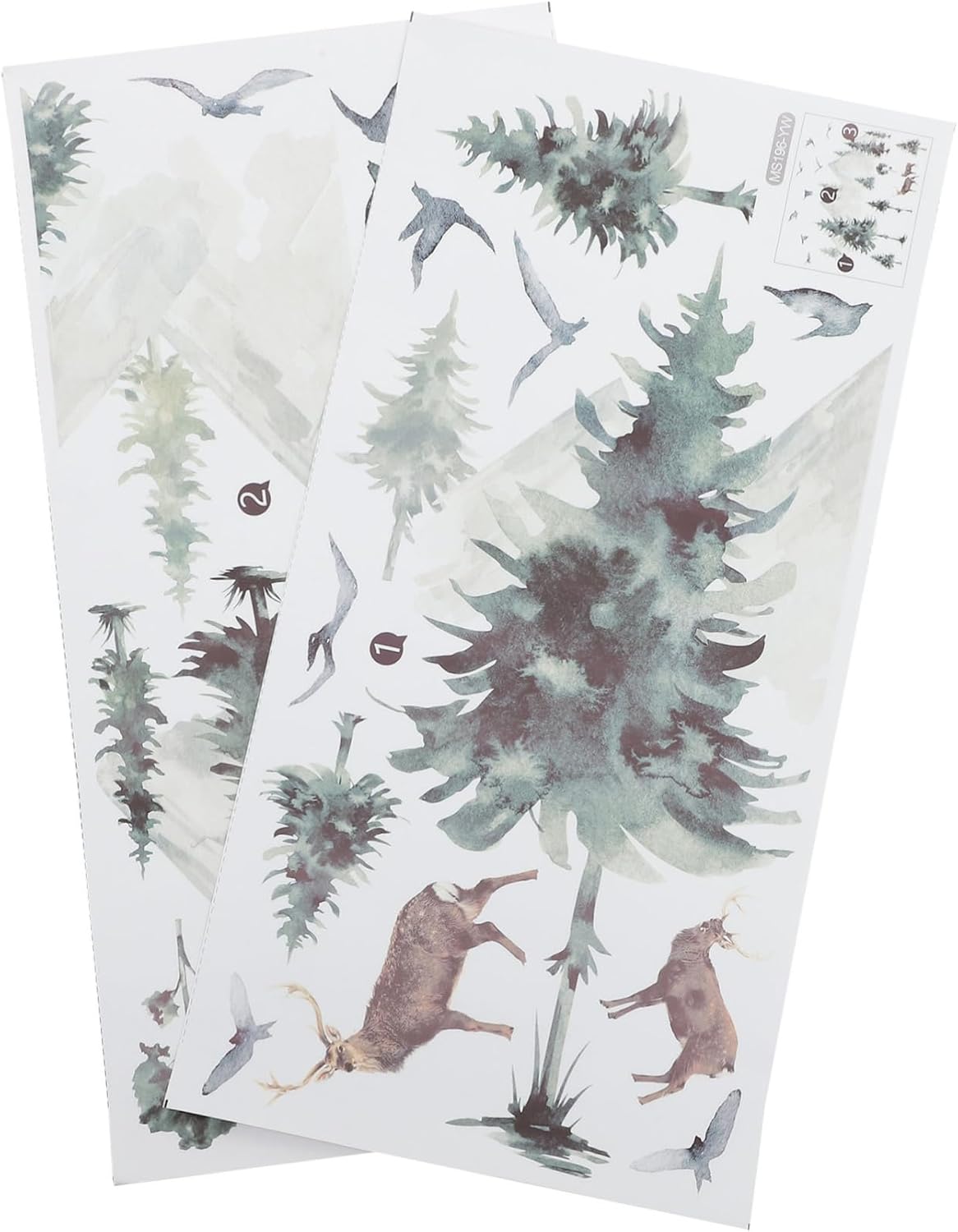 PRETYZOOM 2 Blätter Selbstklebende Wandaufkleber Landschaftsmalerei