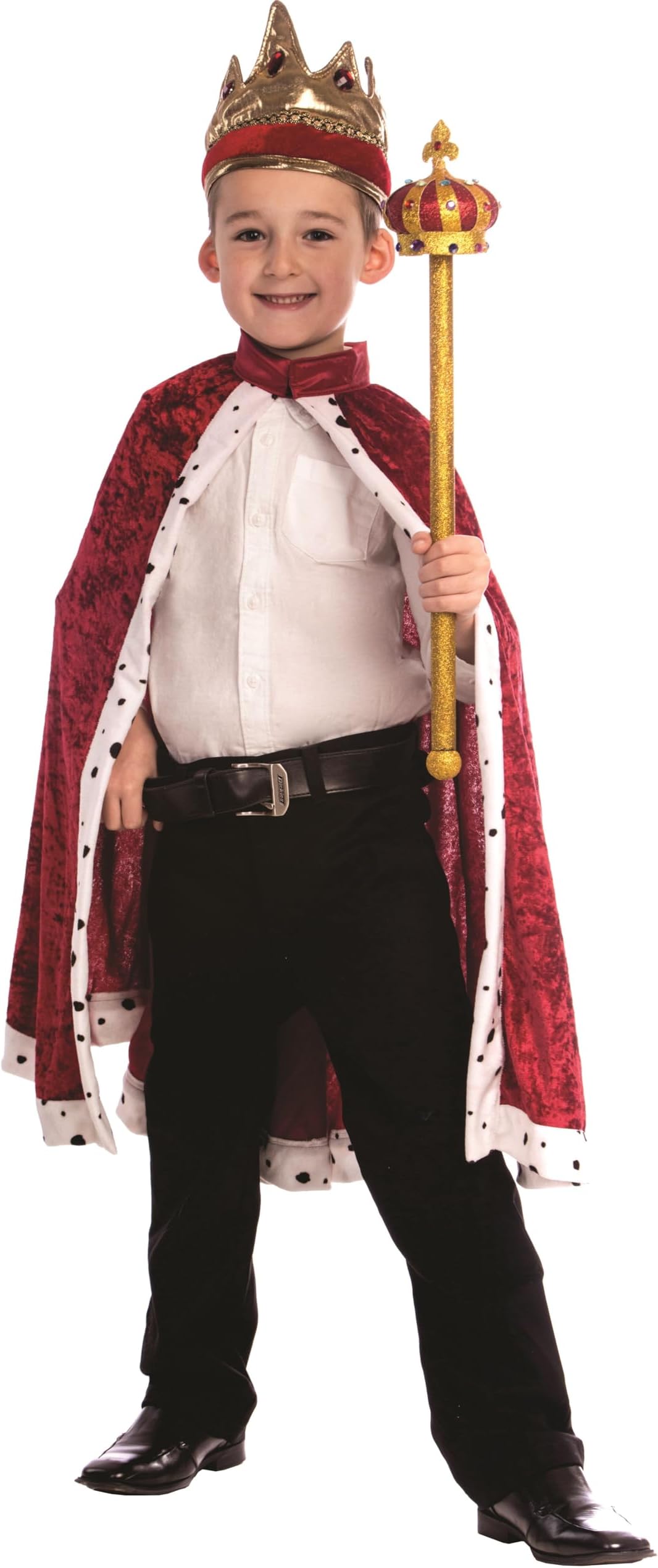 Dress Up America King Costume for Boys & Girls – Crown & Velvet Robe Set - Halloween Royal Cape Dress Up for Kids