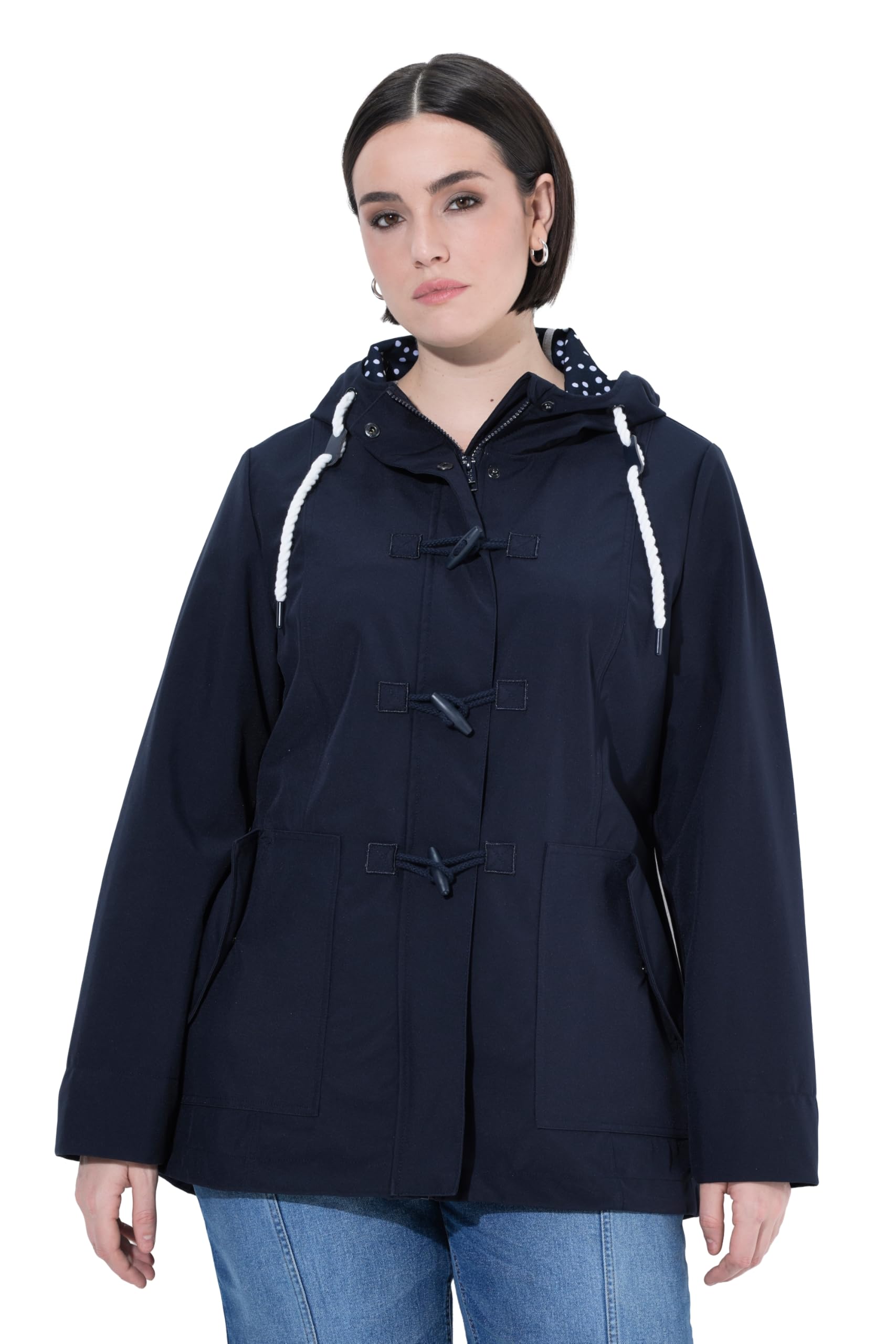 Ulla Popken Damen große Größen Übergrößen Plus Size HYPRAR Softshell-Jacke, wasserabweisend, Knebelknöpfe 846853