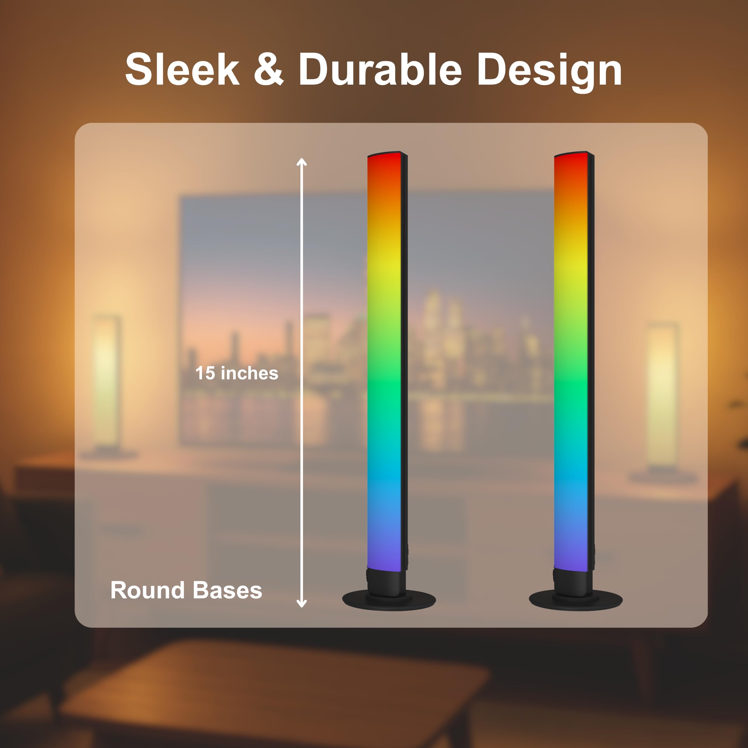 RGB Smart LED LED Bar per computer, confezione da 2 barre di luce da terra per giochi, home office e illuminazione ambientale (telecomando)