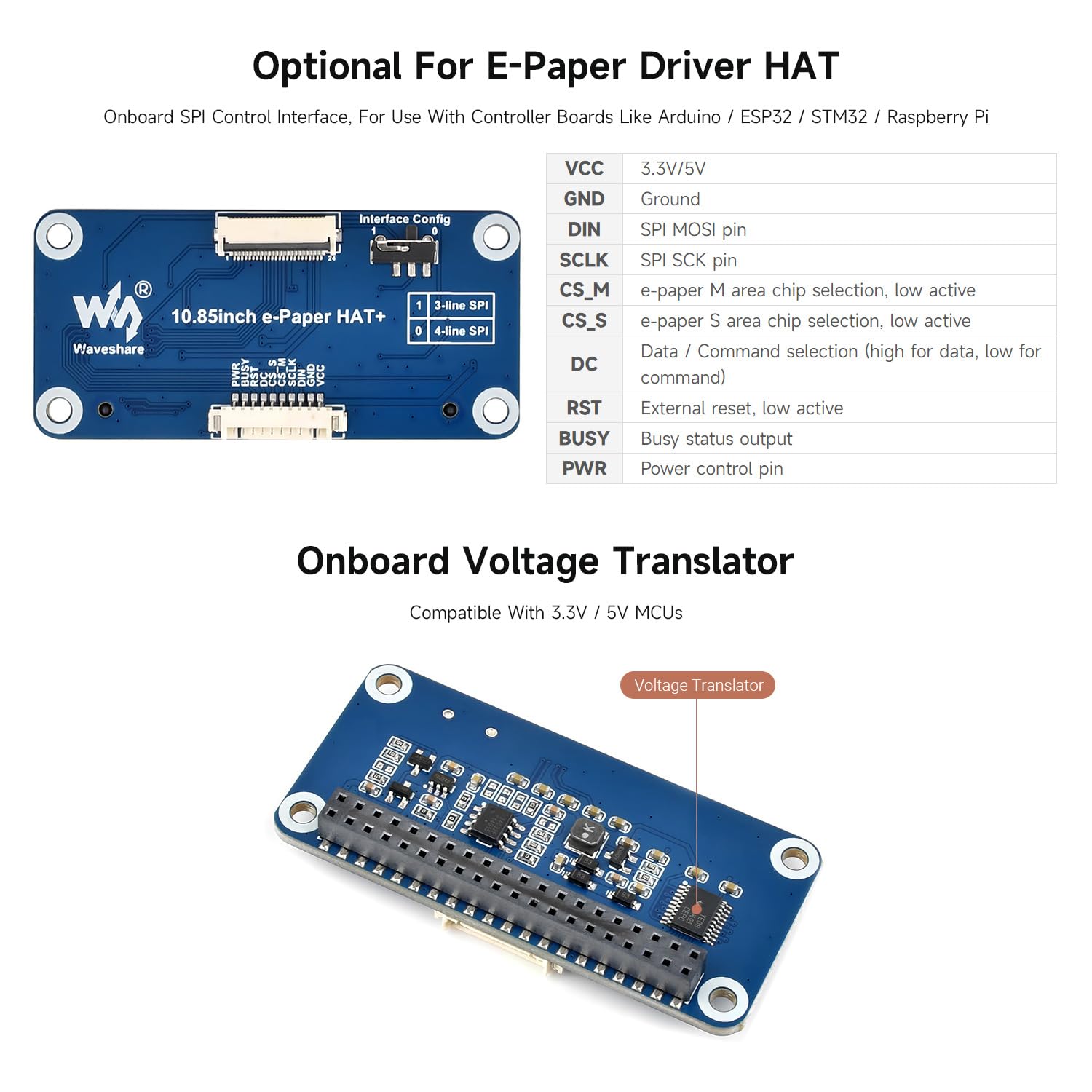 Waveshare 10.85inch e-Paper Display, e-Ink Display, 1360x480, Red/Yellow/Black/White, SPI Interface, E-Paper Only, Without Driver Board