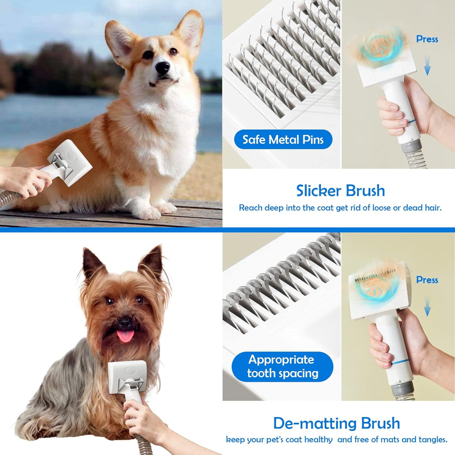 Dog Vacuum for Shedding Grooming Supplies - Dog Grooming Kit for Hair Dog Shedding, Cat Grooming, Pet Grooming Vacuum with 2.5L Large Hair Bin, Powerful Suction Dog Brush Vacuum, Low Noise for Trimmer