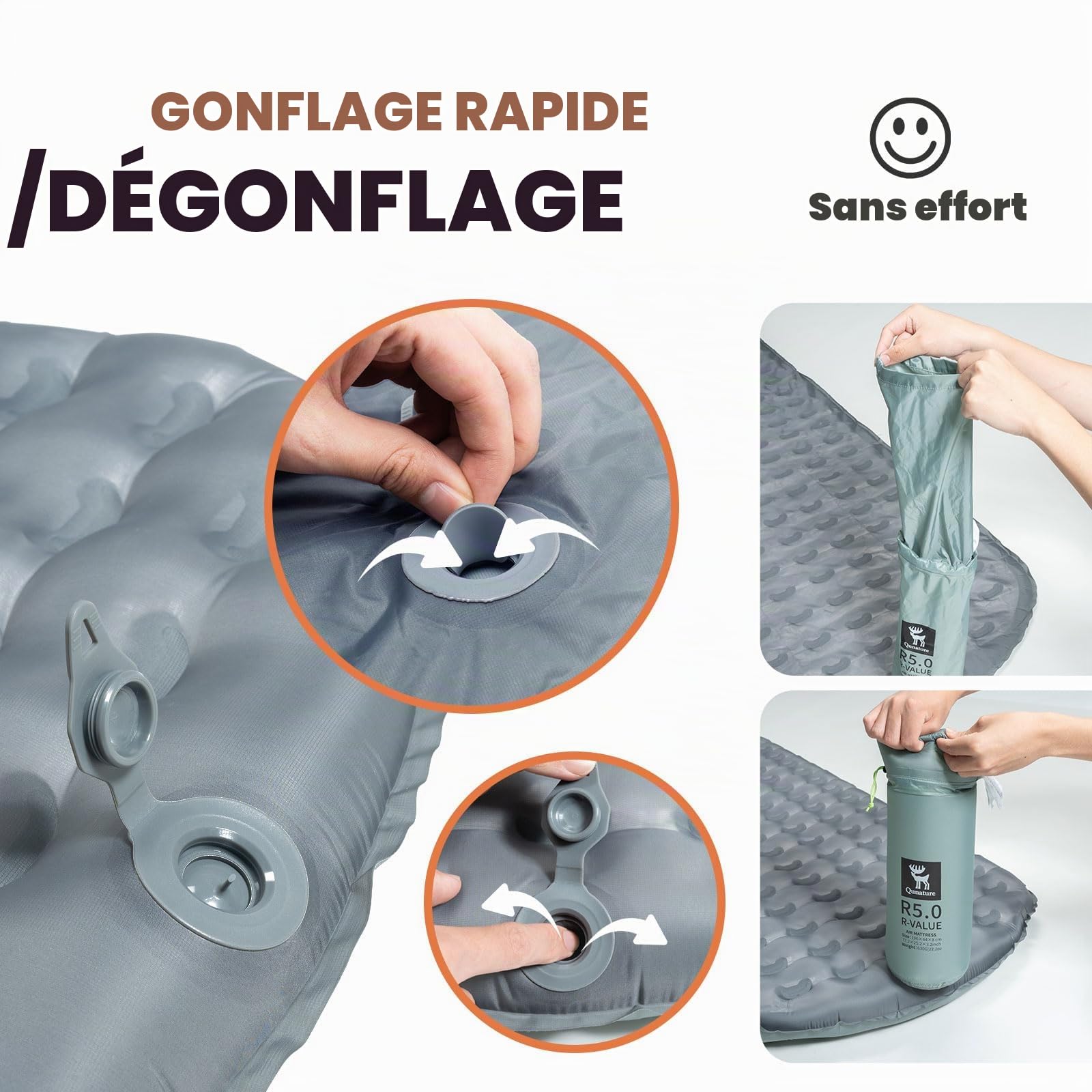Matelas Camping Gonflable R5.1 8cm 490g Jaune L | Tapis de Couchage 4 Saisons Isolant jusqu'à -20°C, Léger et Durable pour Camping, Trekking et Randonnée