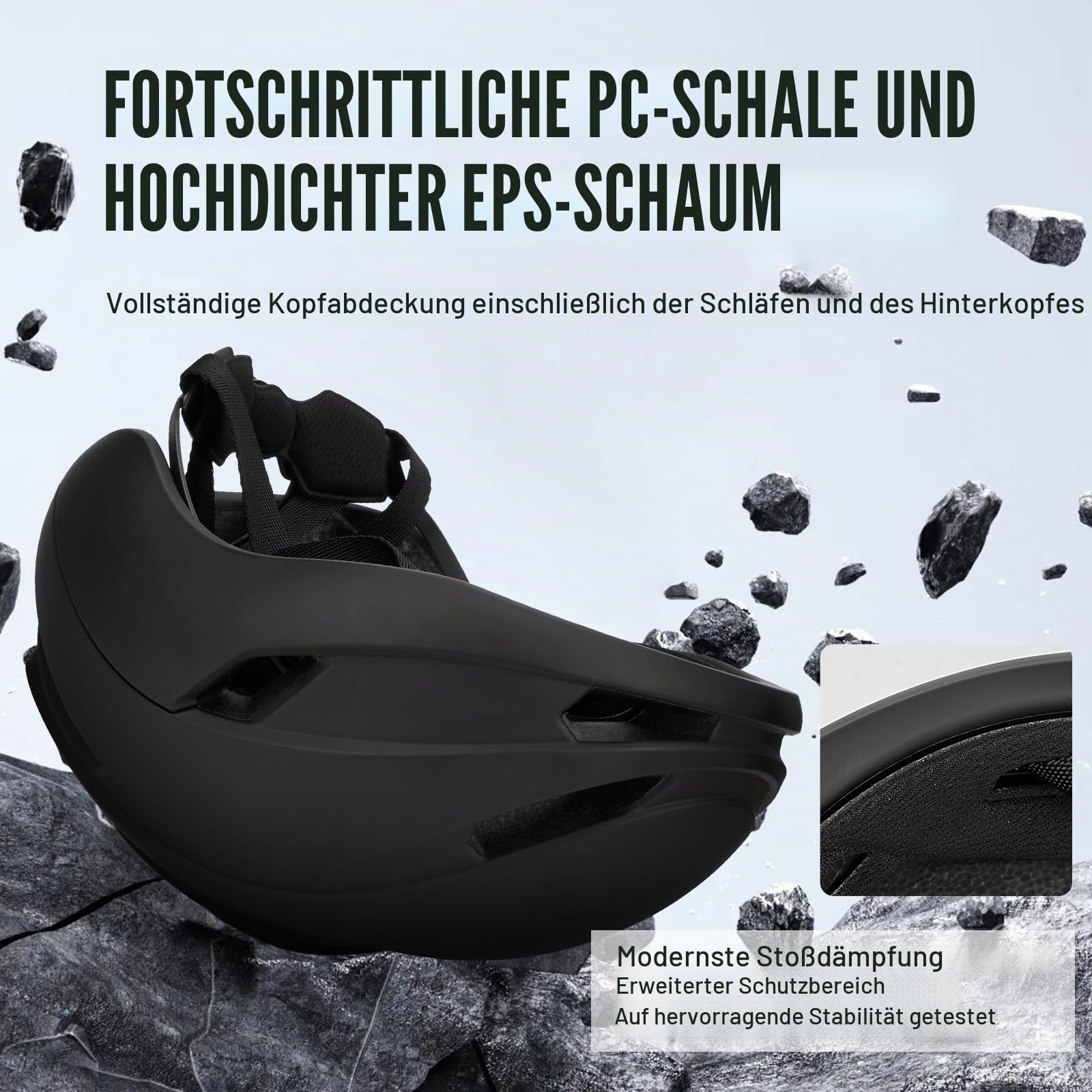 Fahrradhelm Erwachsene mit Licht, Leichter Radhelm, Rennradhelm, Cityhelm Urban Verstellbarer Fahrradhelm für Damen und Herren, Fahrrad Helm mit 14 Belüftungskanäle 54-60CM