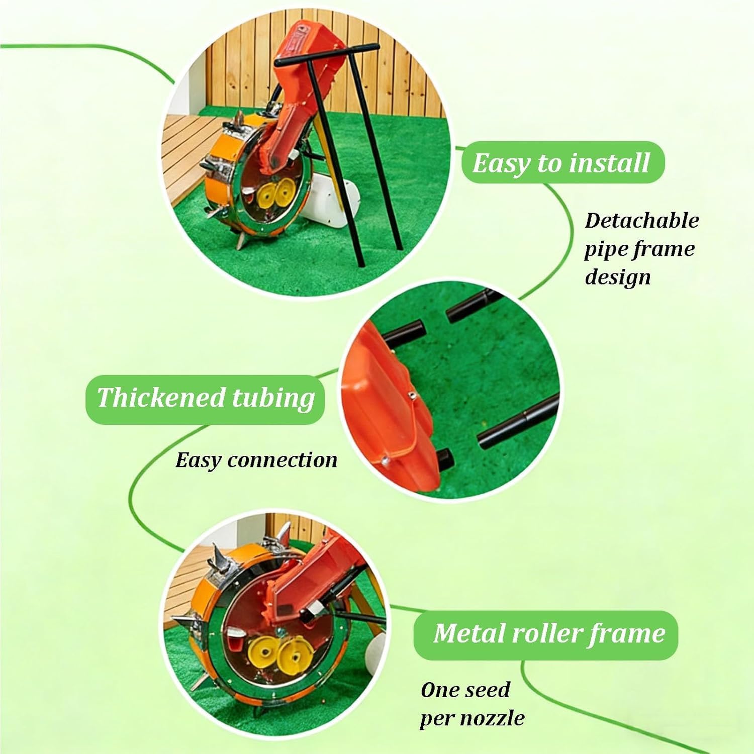 Sembradora Manual de precisión, tolva de Semillas de Gran Capacidad (4-5 kg), Profundidad y espaciamiento de siembra Ajustables, para maíz, Soja, algodón y Girasol