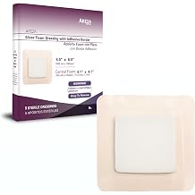 Areza Medical - Silver Foam Wound Dressing Pad- Sterile - 4" X 4" 10 cm X 10 cm - Adhesive Border - 10 PCS per Box