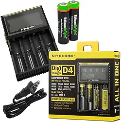 Carregador Digital Inteligente Com Visor Nitecore D4 Para Pilhas