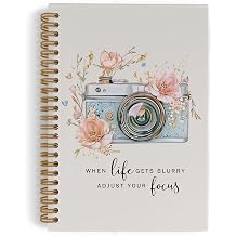 Photography Spiral Notebook, Inspirational Photographer Gifts Journal Notebook, Camera Floral Notebooks for School Work, Motivational Office Supplies Gifts for Women Photographer, 5.5x8.3 Inch