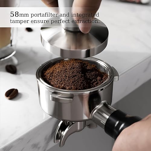 Miniatura 4 de Kismile Máquina de café expreso con molinillo, máquinas de café Expresso de 15 bar con espumador de leche, máquina de café expreso con 30 ajustes de