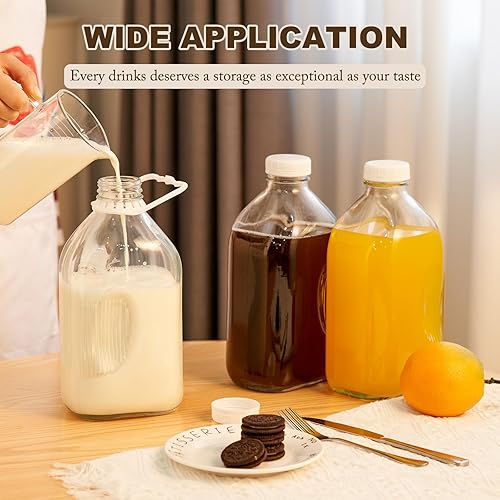 Miniatura 7 de Glass Milk Jugs Bottle - 64Oz Water Container with Airtight Screw Lid, Half Gallon Juice Jar Pitcher for Storage Iced or Hot Drinks in Refrigerator