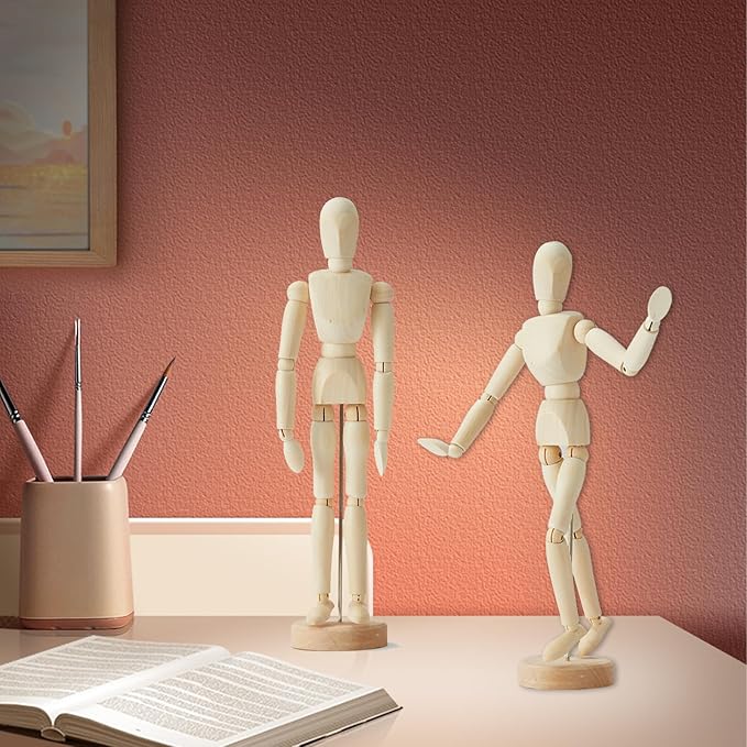 Pack de 2 Maniquíes de Madera para Dibujo de 8 y 12 Pulgadas miniatura 6