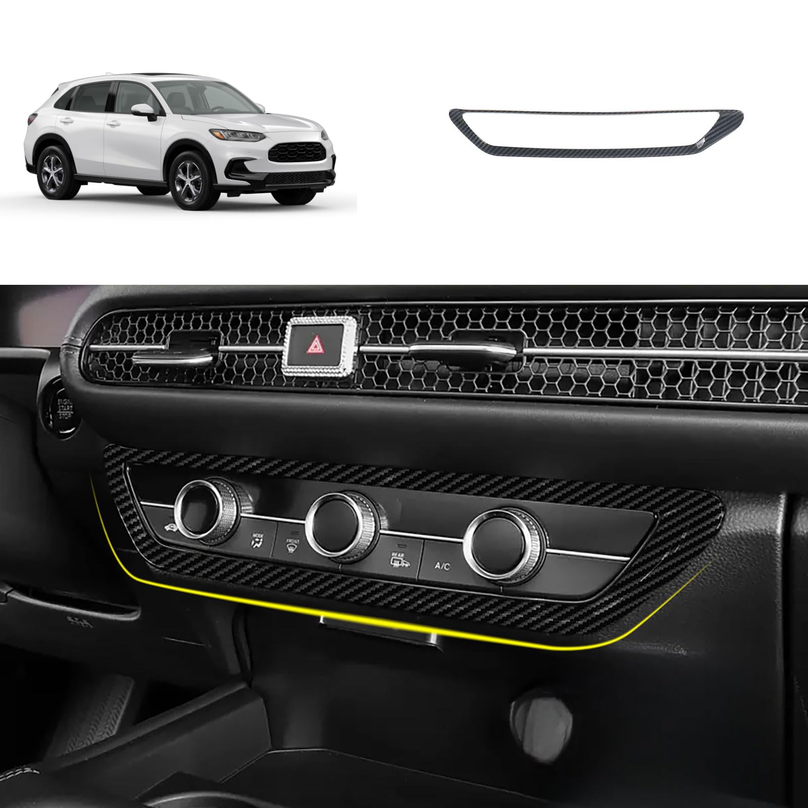 TERDARAY Air Conditioner Vent Cover Trims Compatible with Honda New HRV HR-V 2026 2025 2024 2023 Center Console Wind Outlet Cover Trims Interior Car